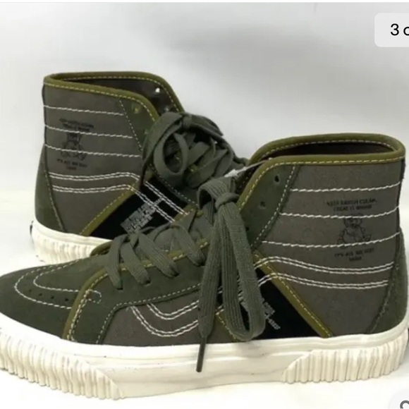 VANS SK8-HI GYM ISSUE World Code Green Canvas Suede Shoes - Picture 4 of 8